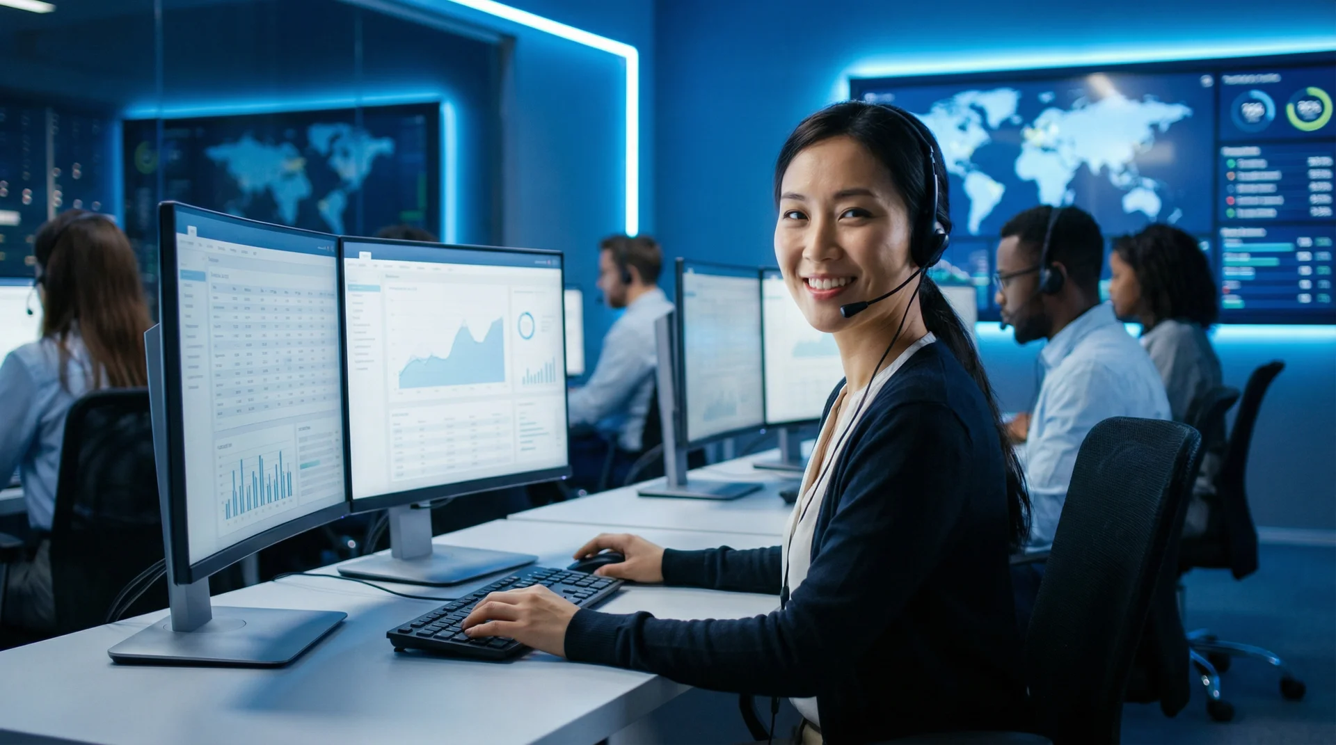 金沙娱乐城专业客服团队在现代化办公室提供全天候服务